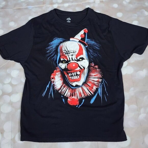 Celebrate Halloween Evil Clown Black T-Shirt, Men's Medium - Picture 2 of 7